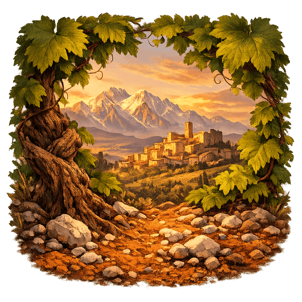 Detailed graphic of the Terre dei Vestini wine region.