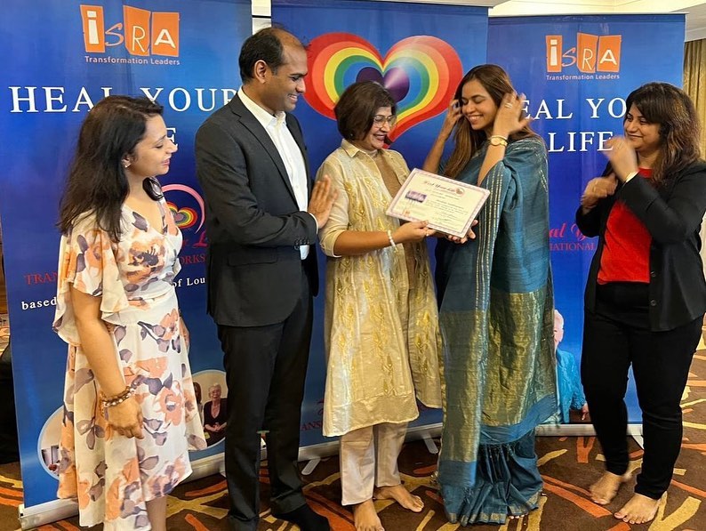 Mridula Sankhyayan receiving an award at a ceremony