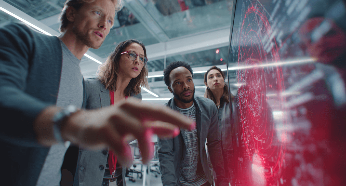 team reviewing a screen