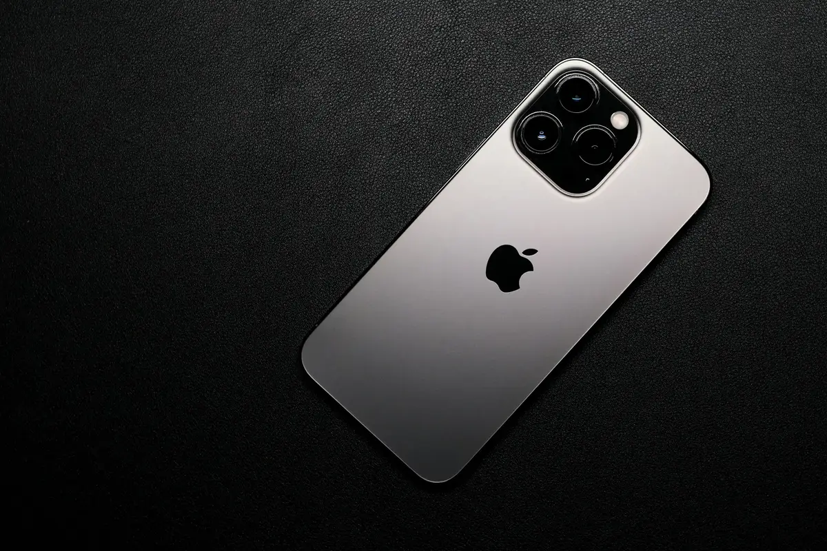 iPhone sur une table sombre