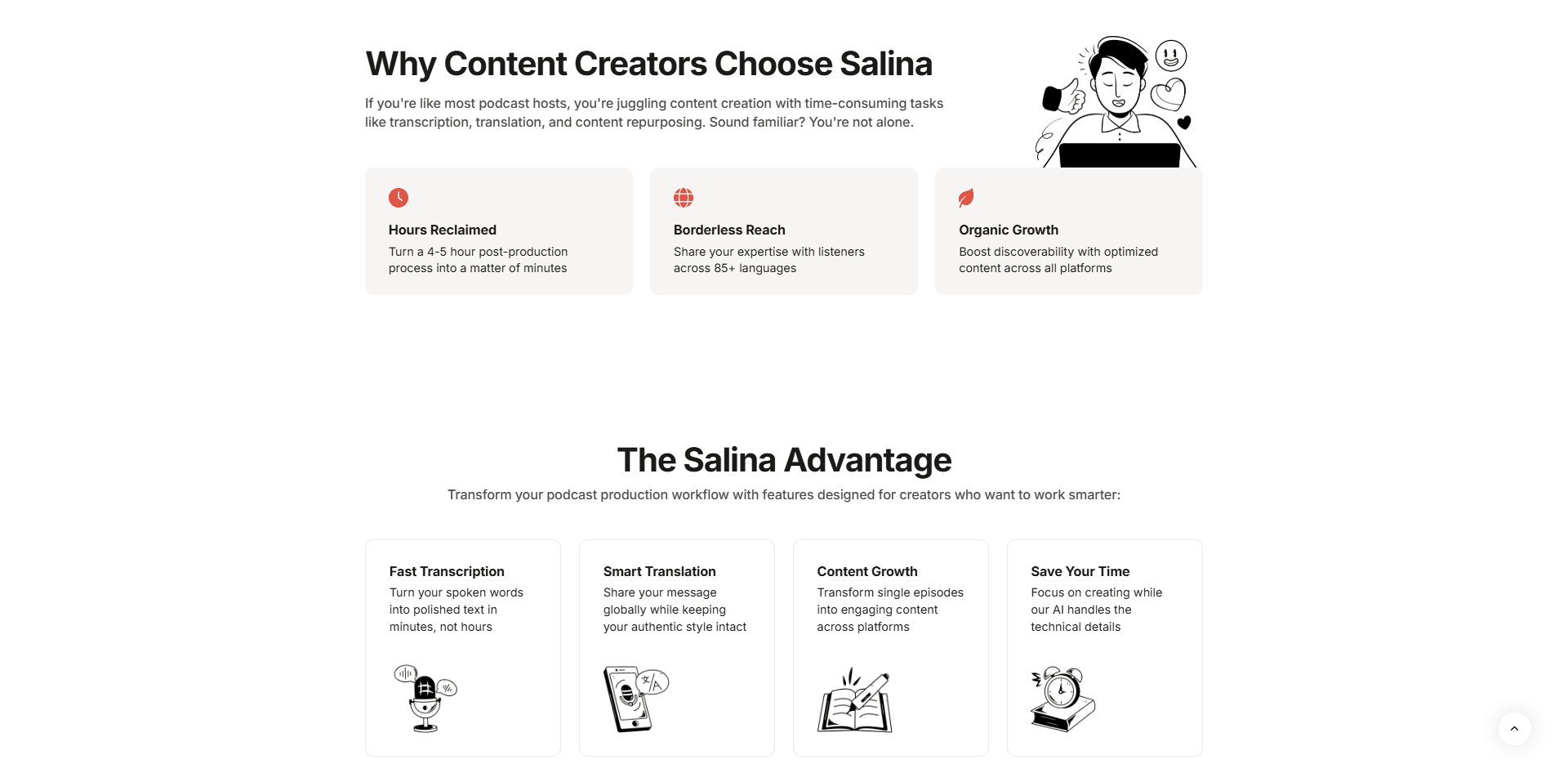 Screenshot of Salina’s Page