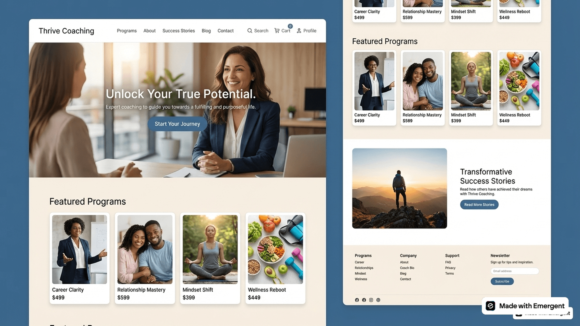 Life Coach Website Made with Emergent