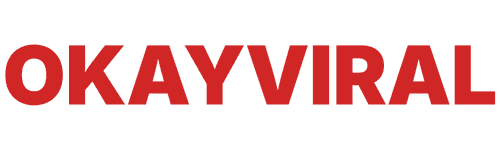 okayviral logo in red lettering.