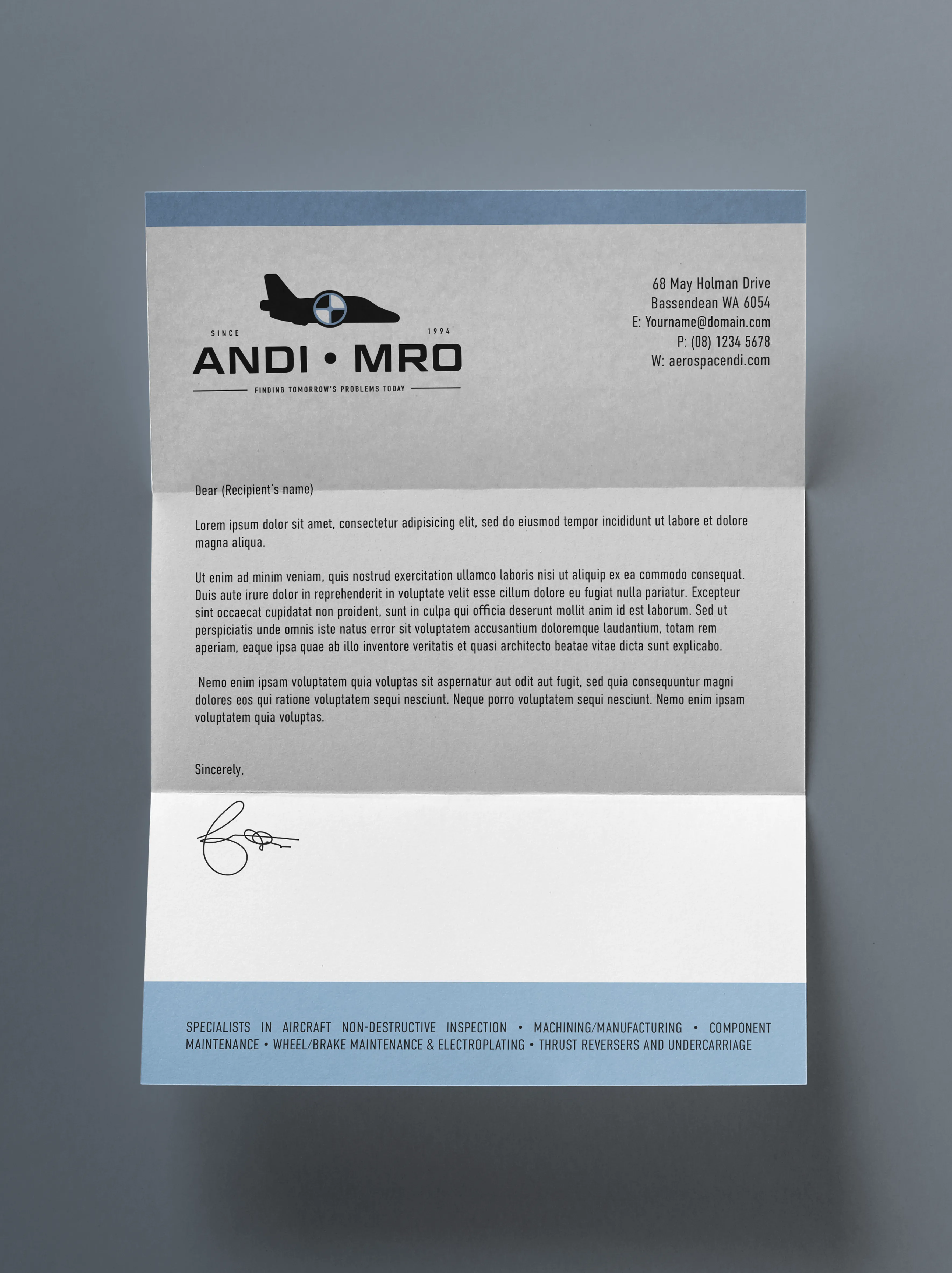 Folded A4 letterhead design