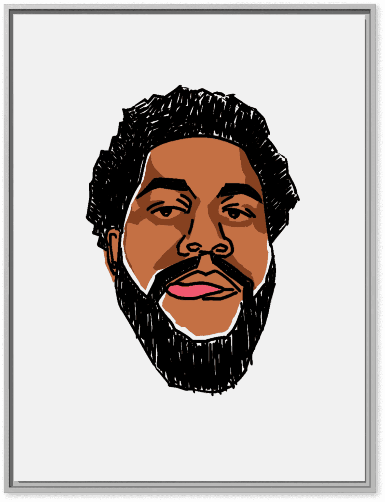 an illustrated selfie of michael adekolu with a white background