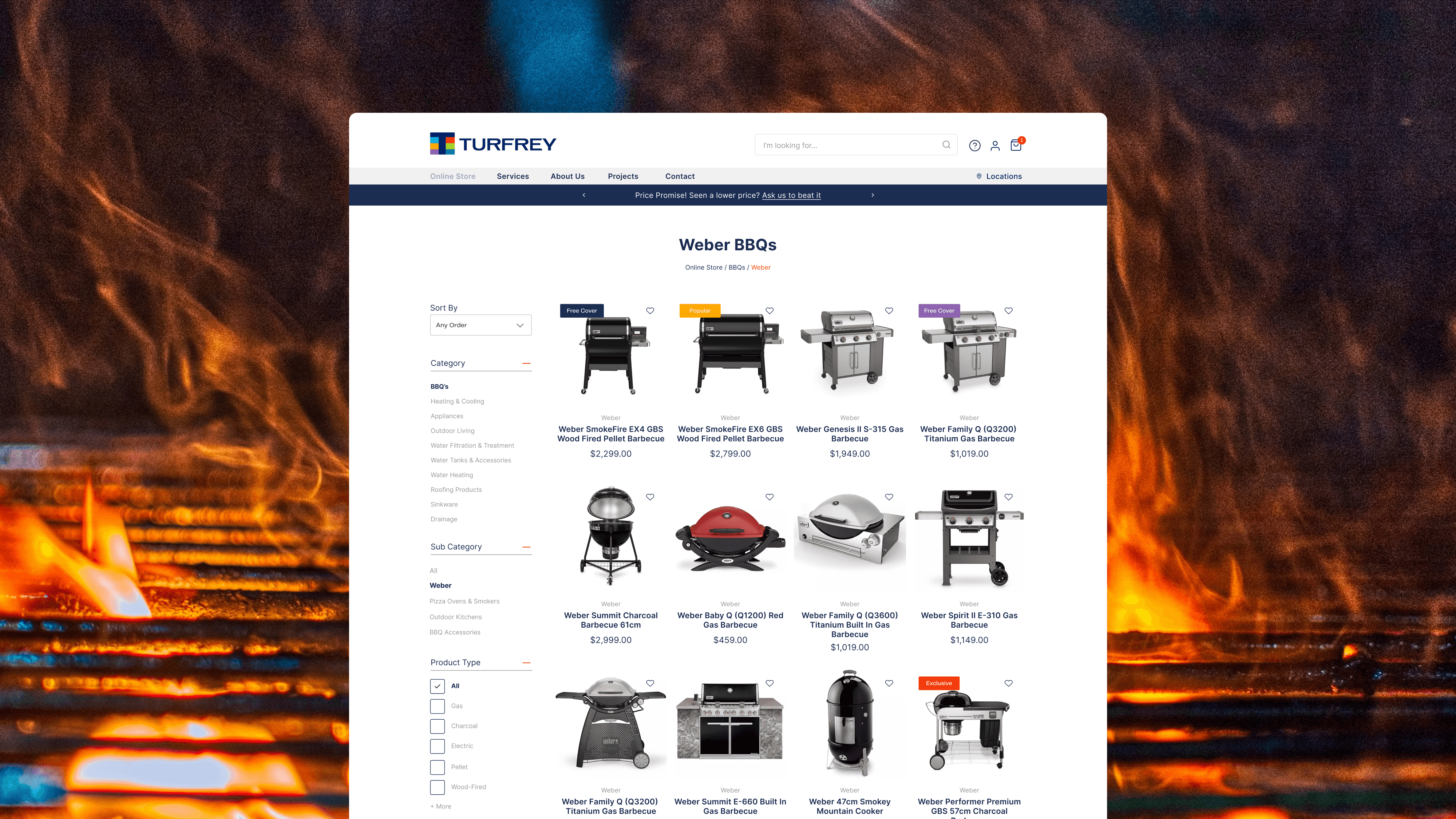 Example of the BBQs sold on the Turfrey Website