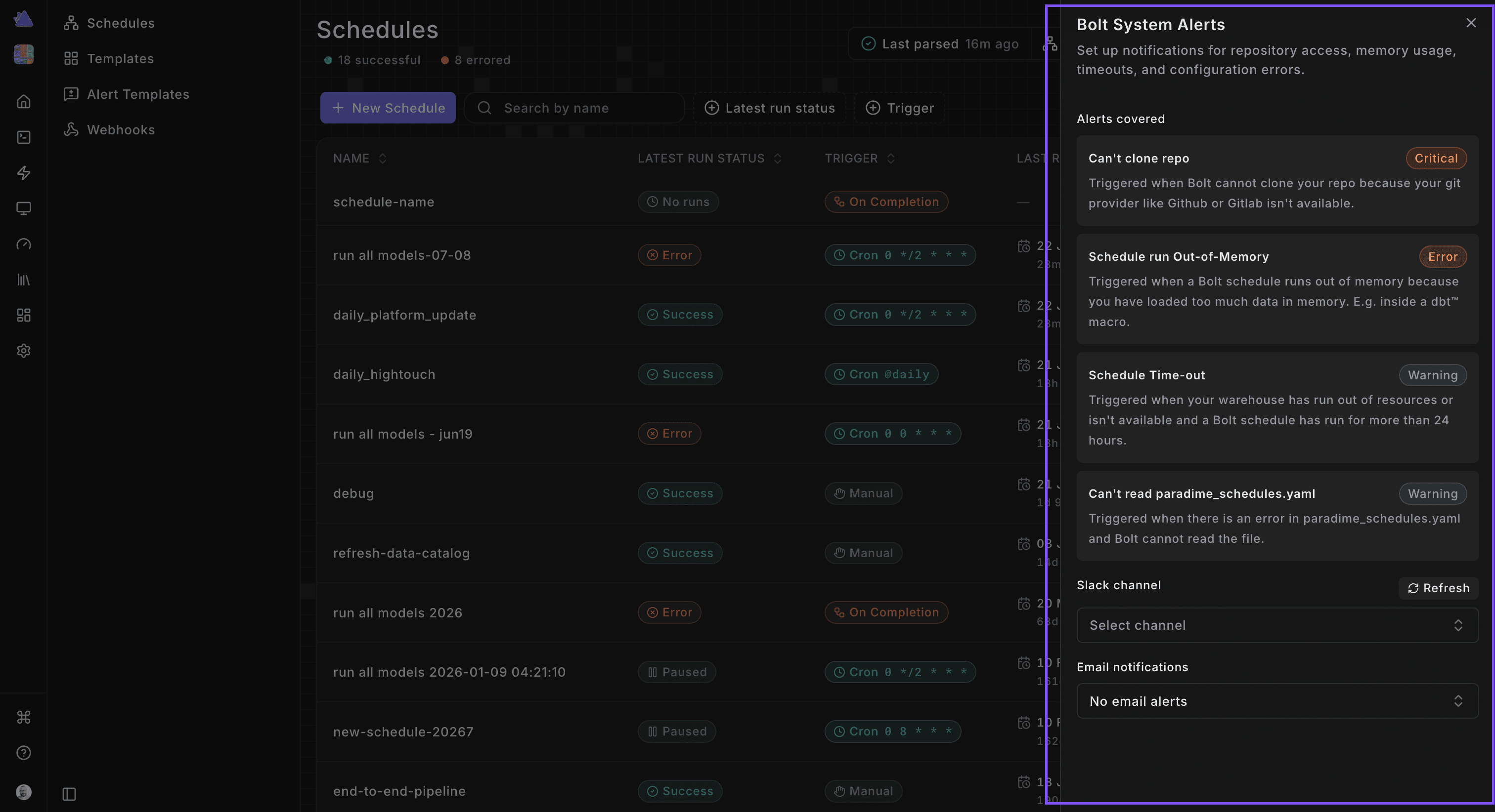 paradime bolt system alerts
