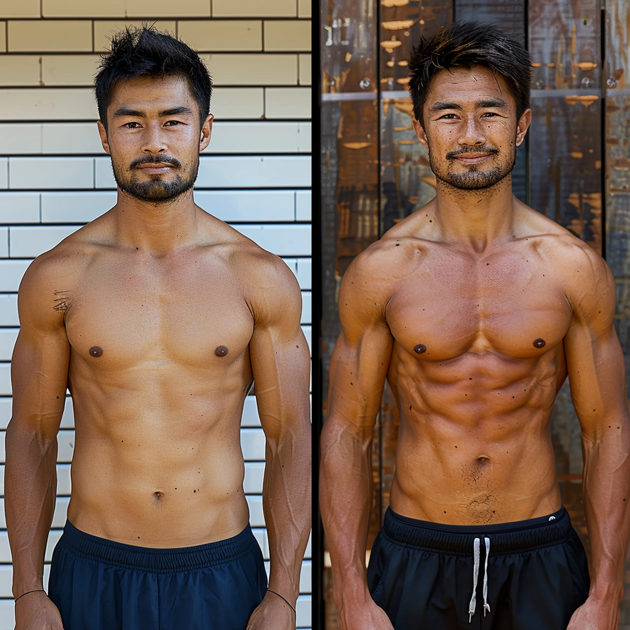 antes e depois de definição muscular masculina