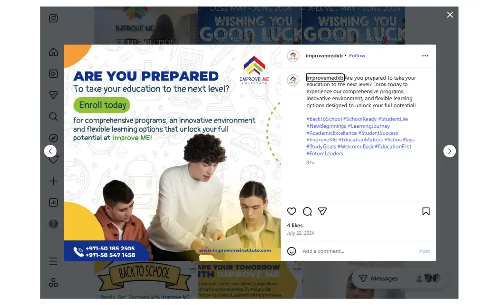 Improve ME Institute educational programs and enrollment for students.