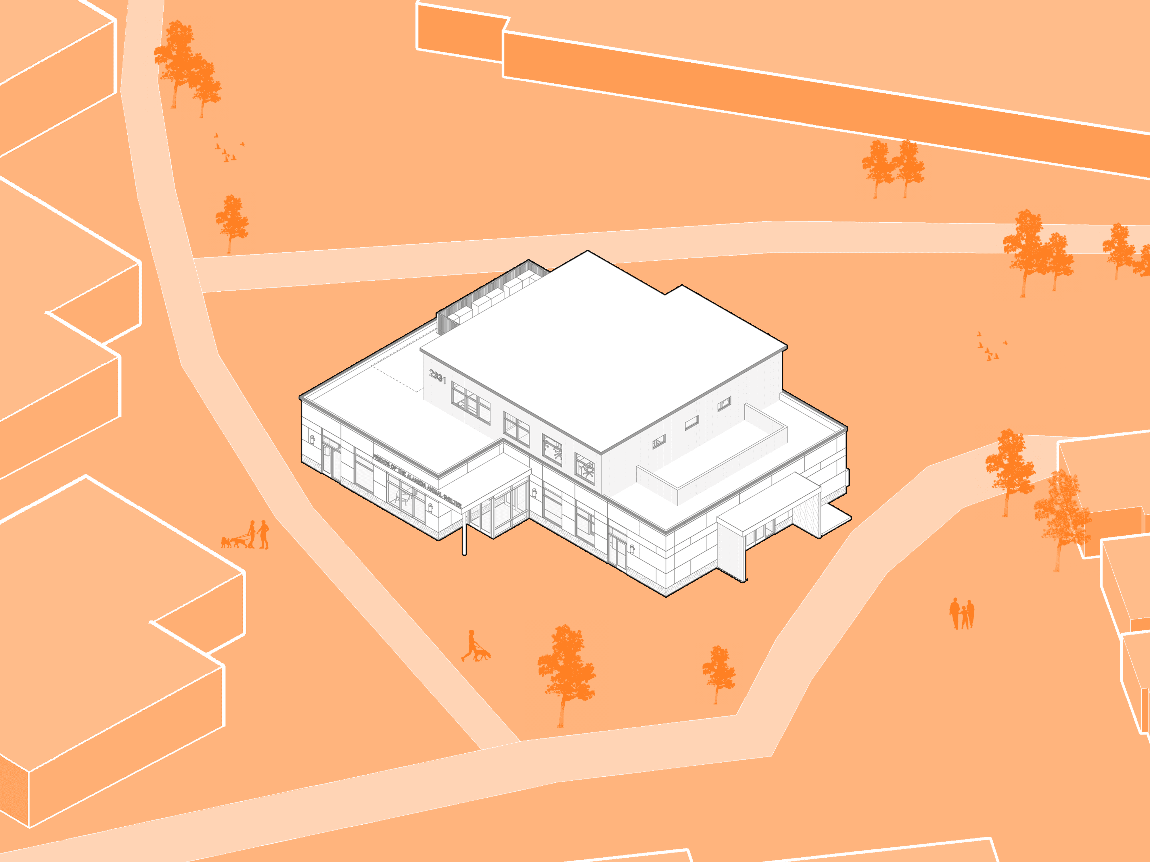 Site plan, isometric view