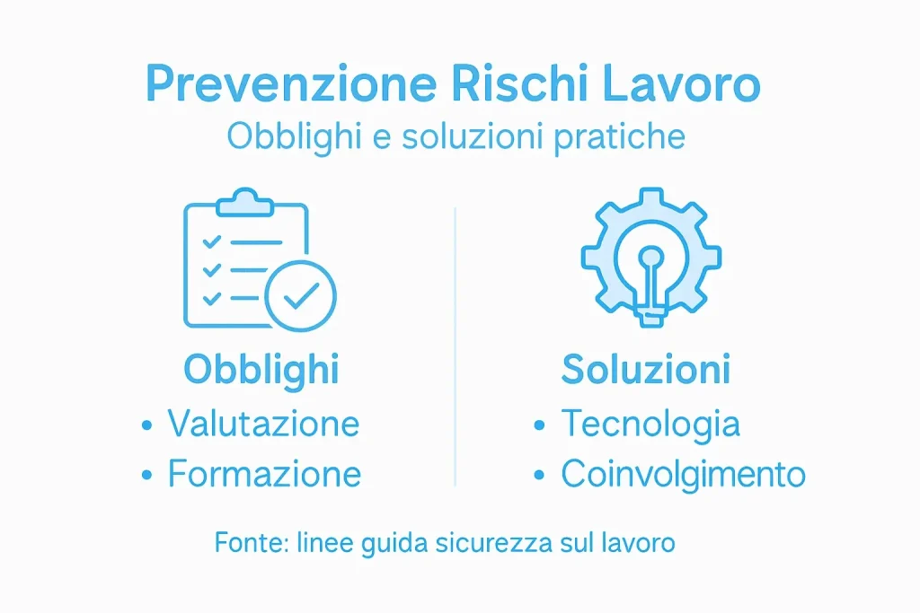 Infografica: come prevenire i rischi sul lavoro, quali sono gli obblighi e le soluzioni pratiche