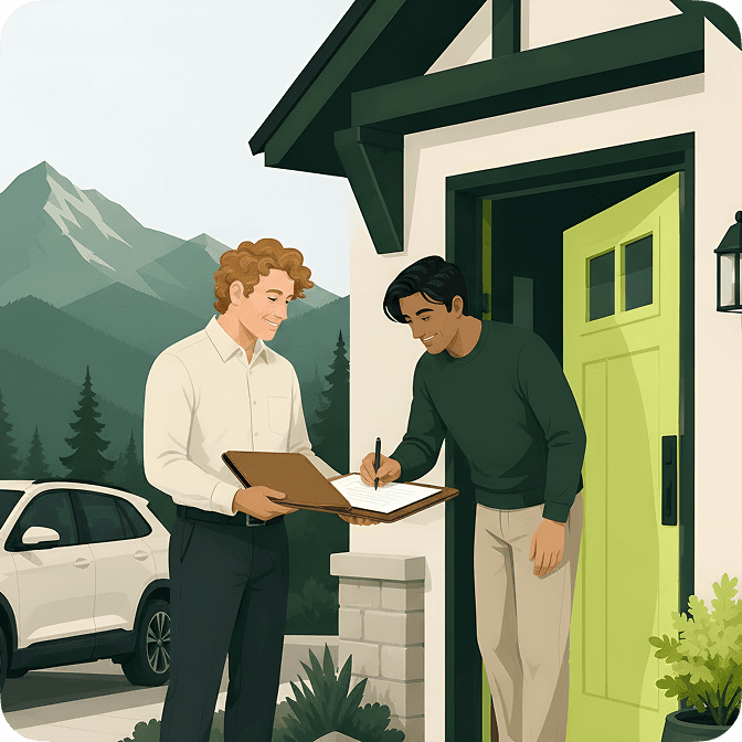 Mobile notary meeting client at home in the San Juan Mountains