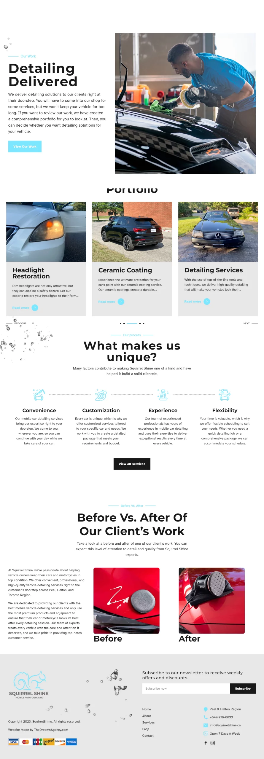 Our Work  page for squirrelshine website developed & designed by Dreams Agency Mississauga, Ontario