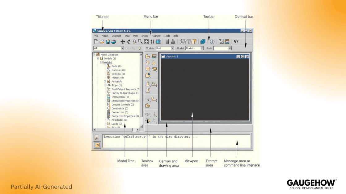 Abaqus CAE interface toolbar menu model tree