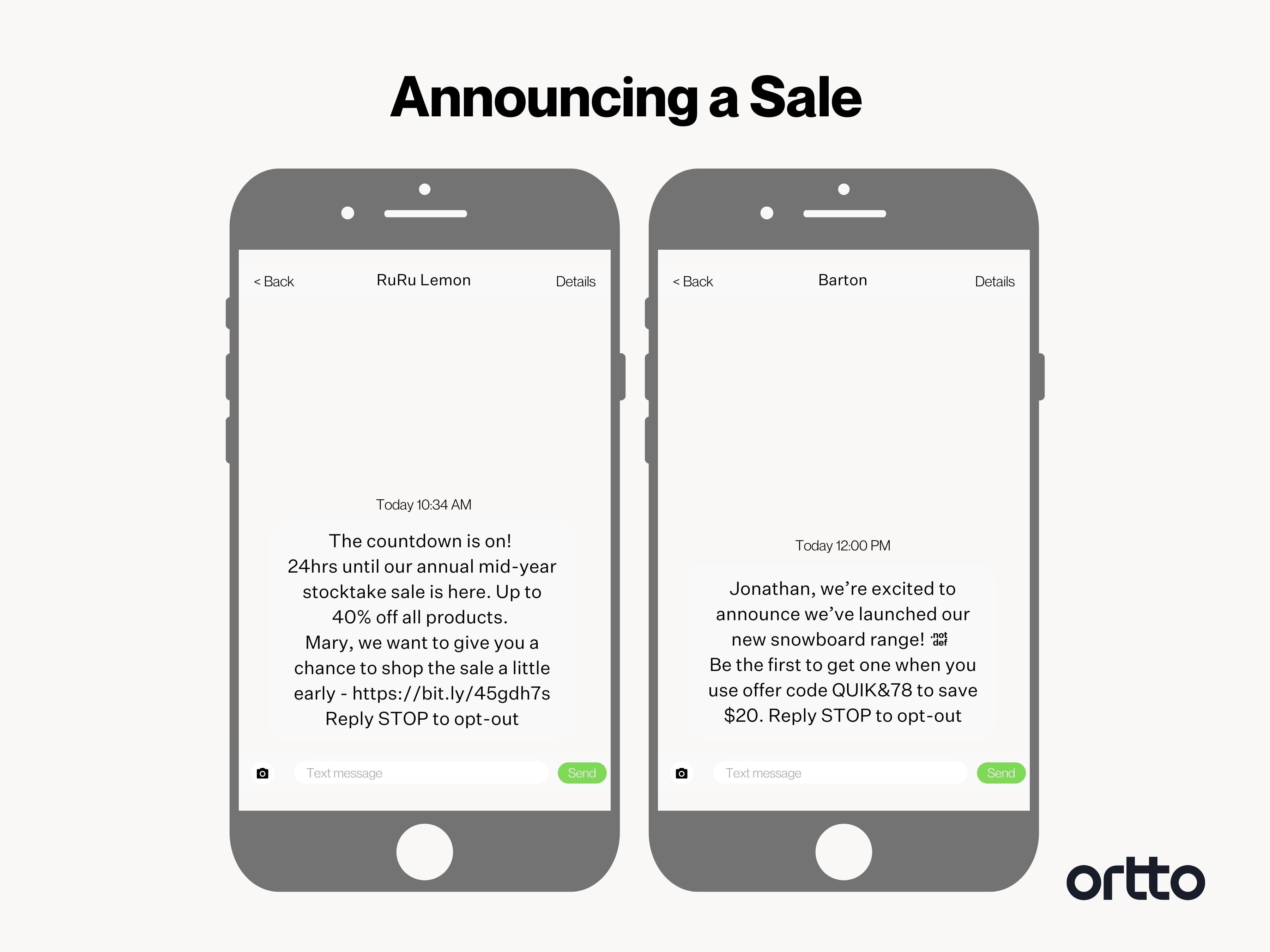 Ecommerce text Message Automation - Announcing a Sale