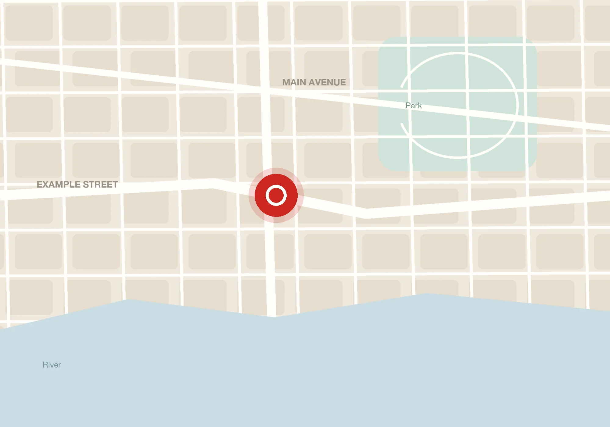 Map showing the clinic at 100 Example Street