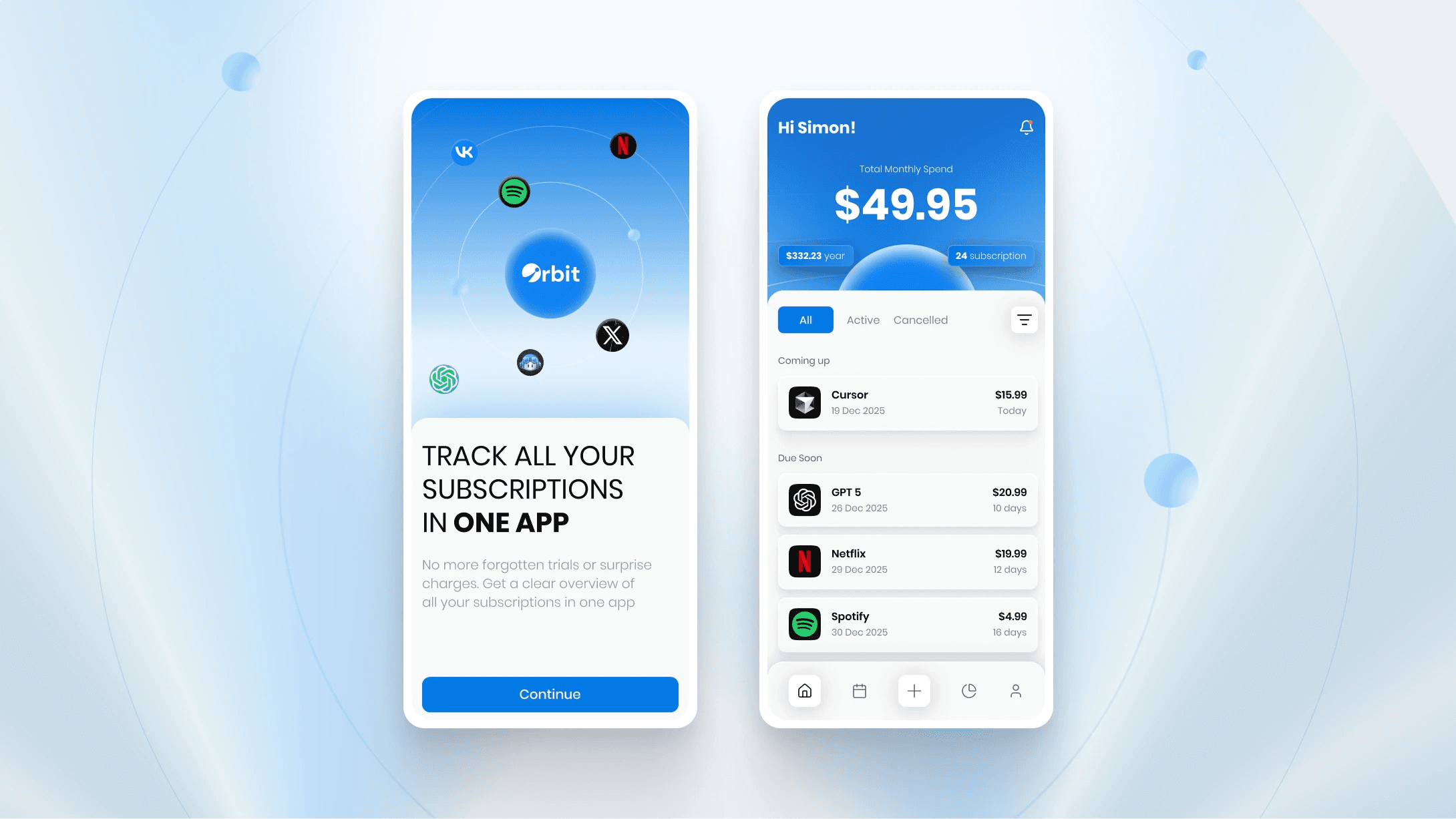 Orbit Subscription Management App