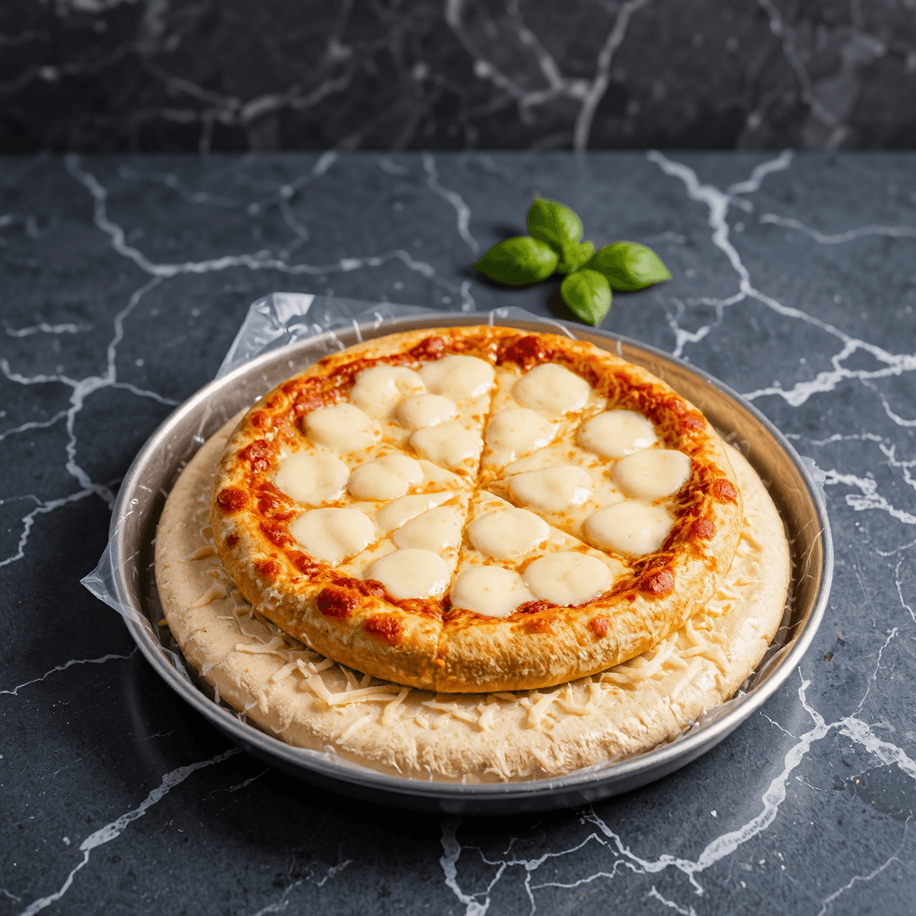 product photography of a tray of frozen pizza