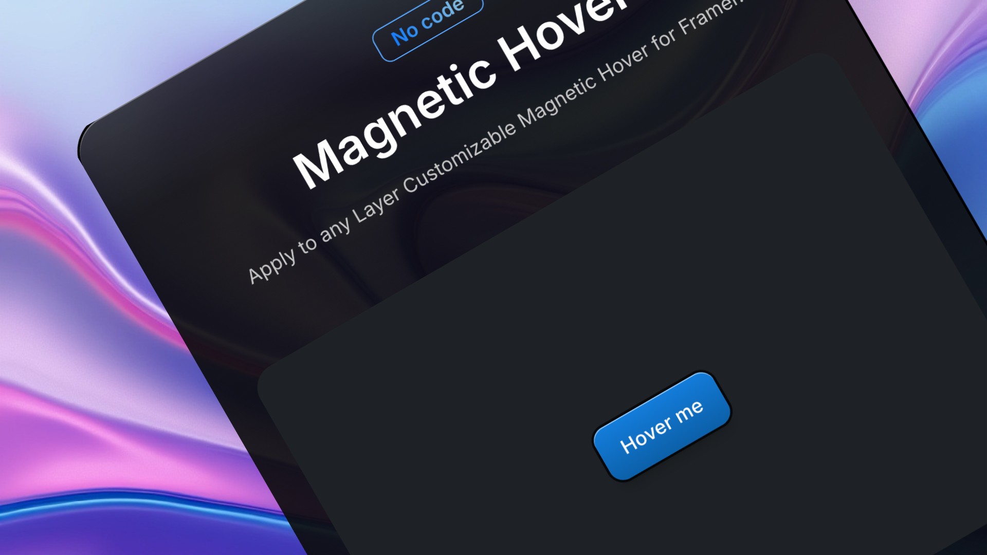 visual for a magnetic hover code override for framer