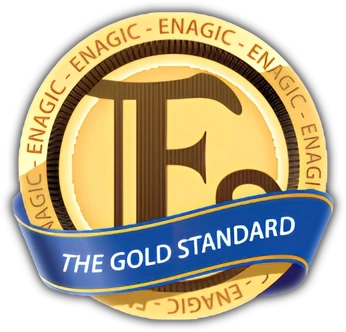Lencana Gold Standard Enagic yang melambangkan kualiti produk dan integriti perniagaan peringkat global.