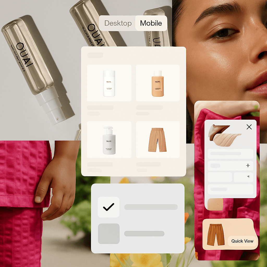 UI Screenshots featuring Beauty, Clothing and Wine shopping websites