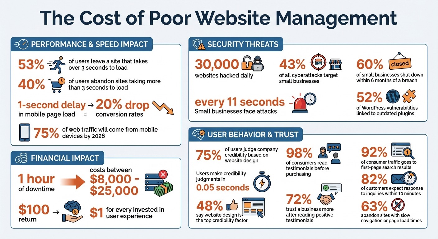Website Management Statistics: Performance, Security, and User Behavior Data