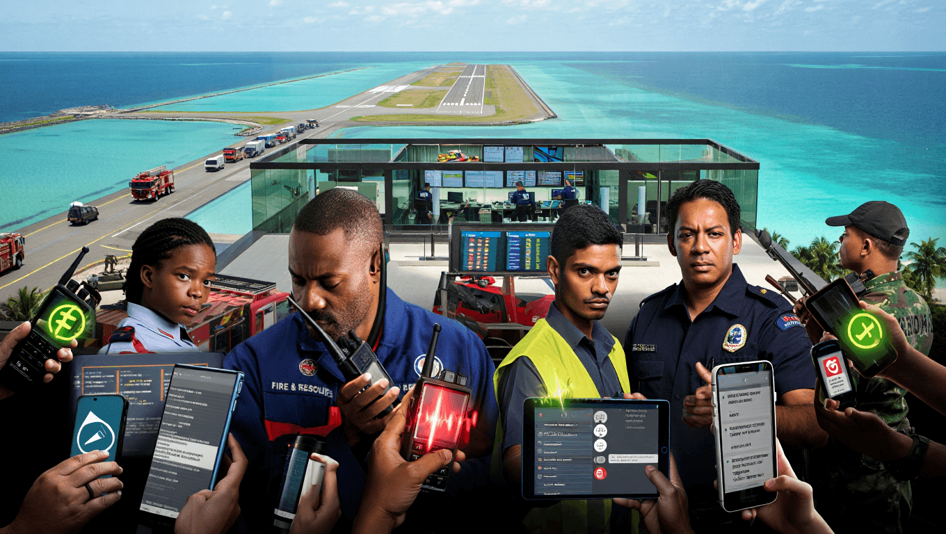 Airport staff using Tyros® mobile app for operations, incident reporting, SOS alerts, and real-time tracking