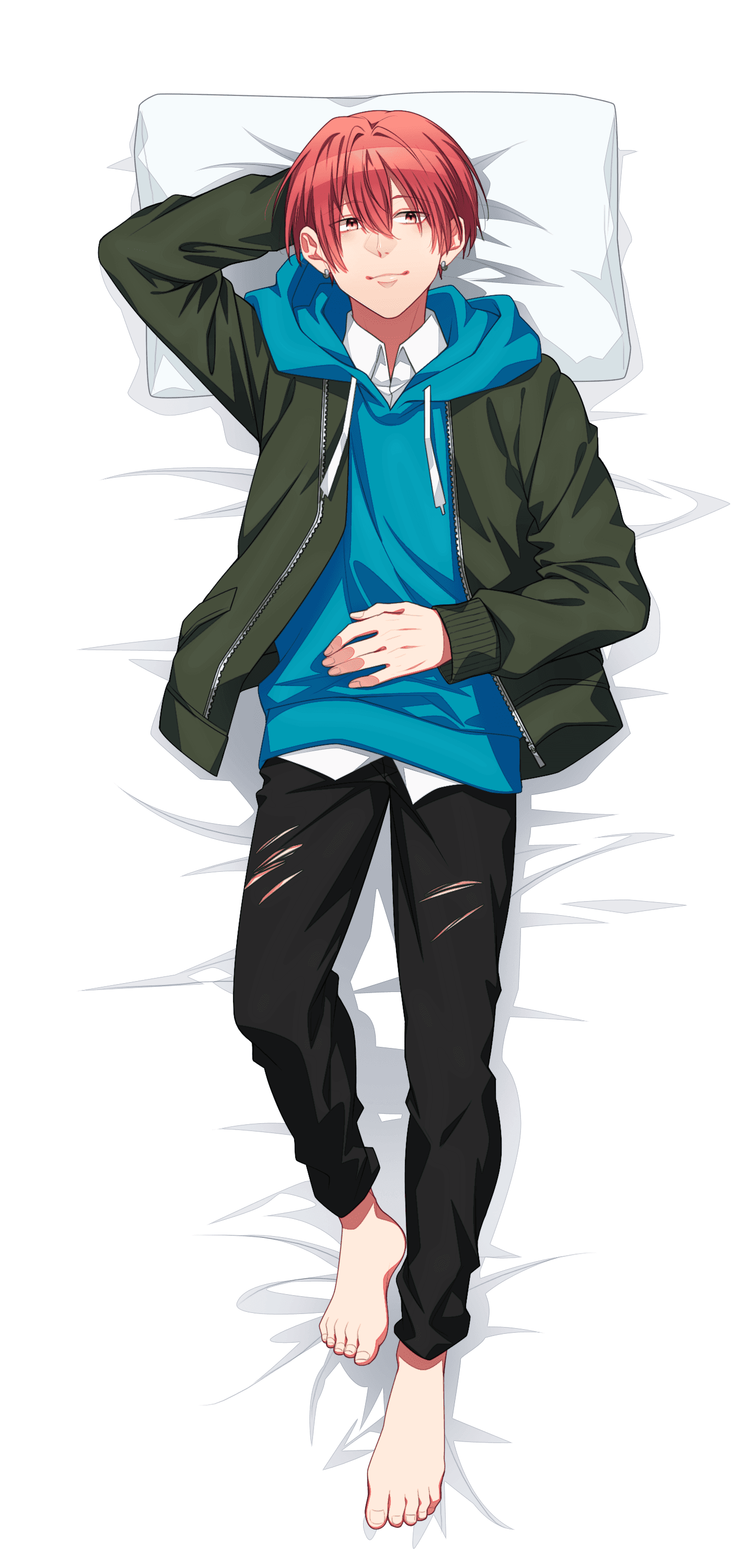 キャラクターが布団で寝ている添い寝シーツ絵