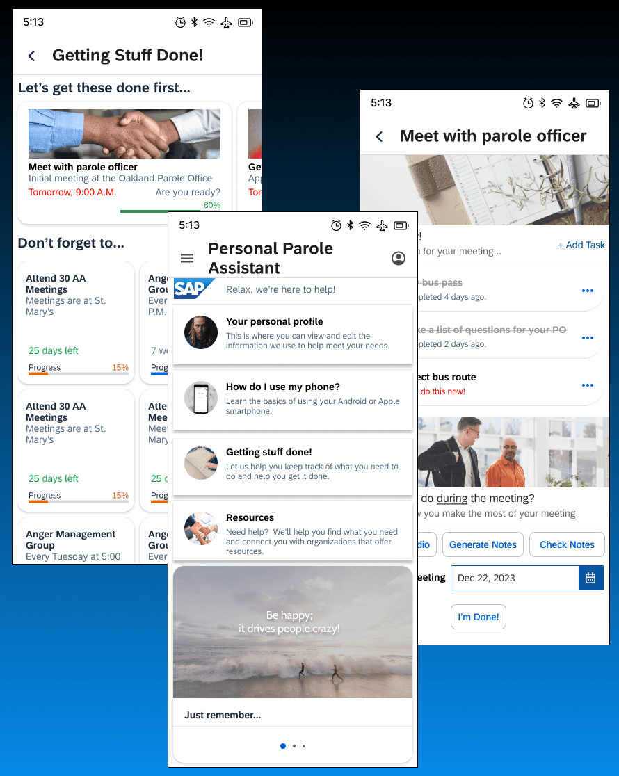 Personal Parole Assistant Figma Mockups