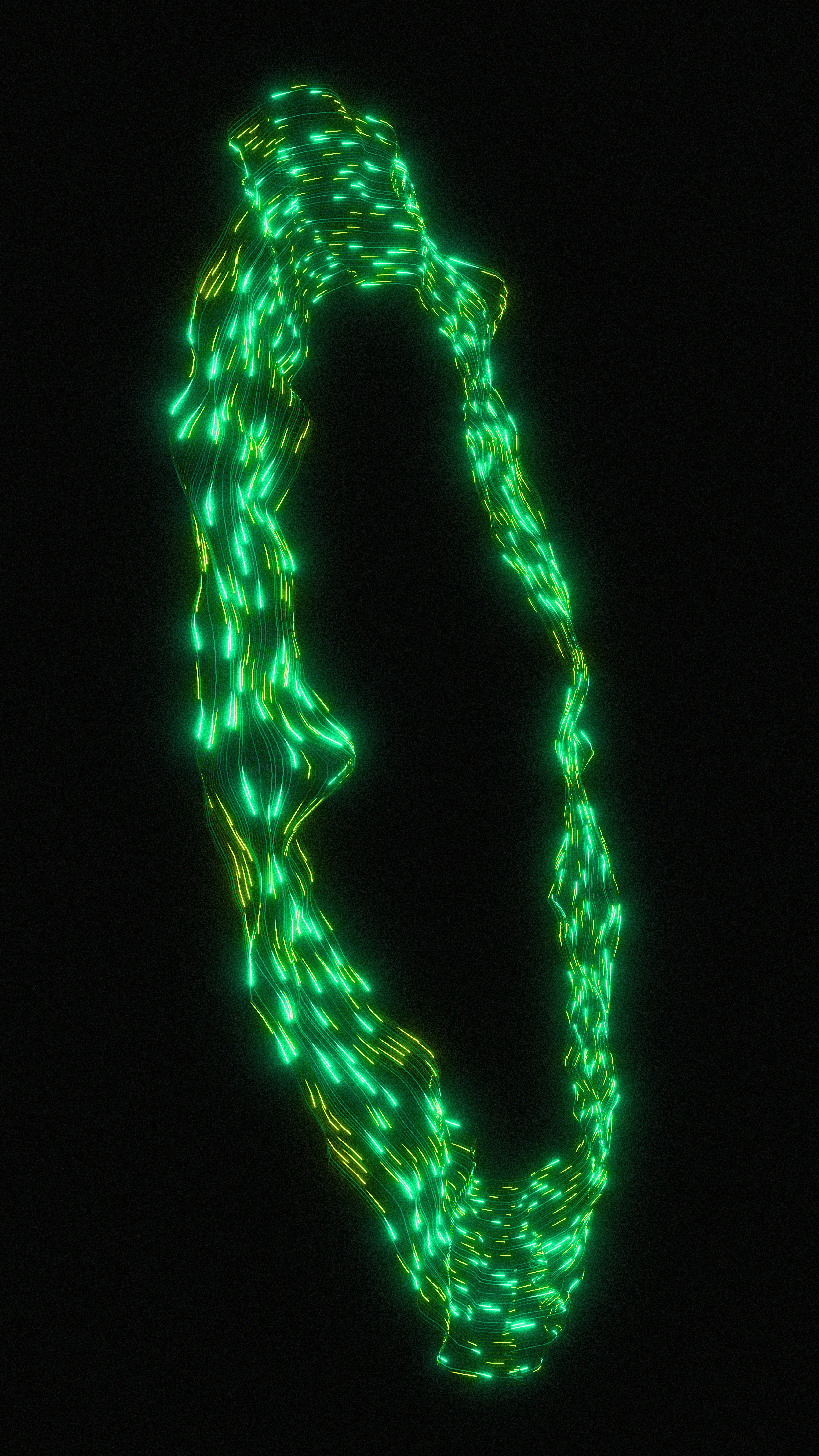 Green and yellow glowing abstract swirling energy