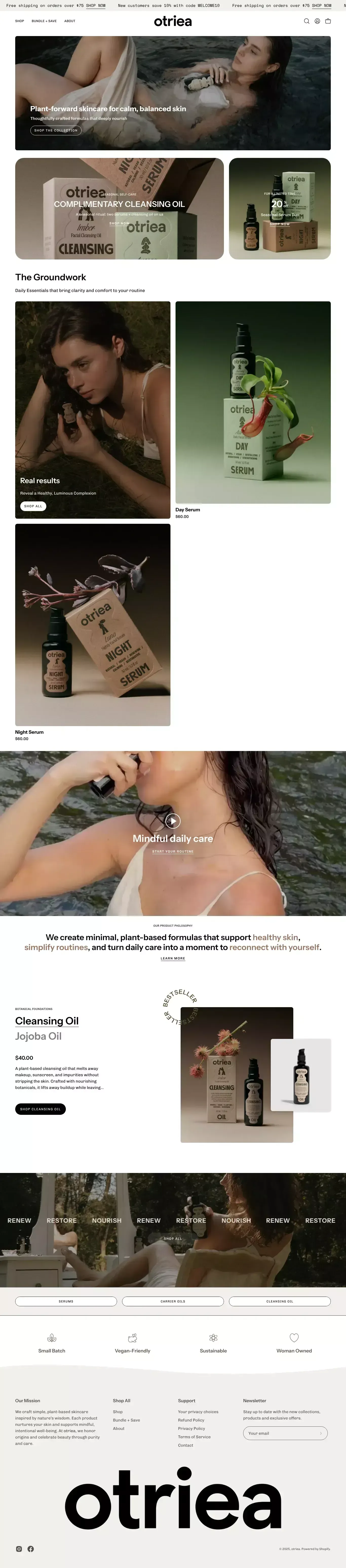 Otriea ecommerce page screenshot showcasing Beauty and Ecommerce design