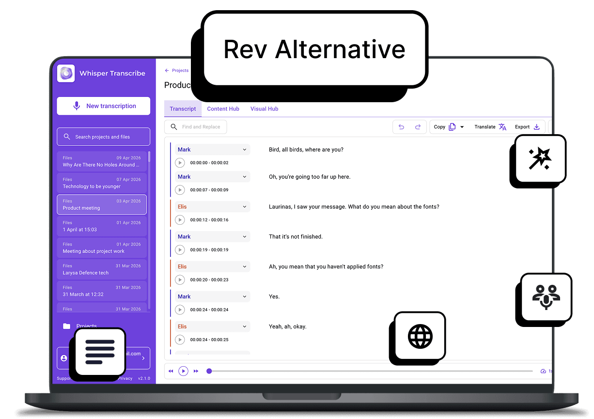 Interfaz WhispeerTrasncribe para podcast
