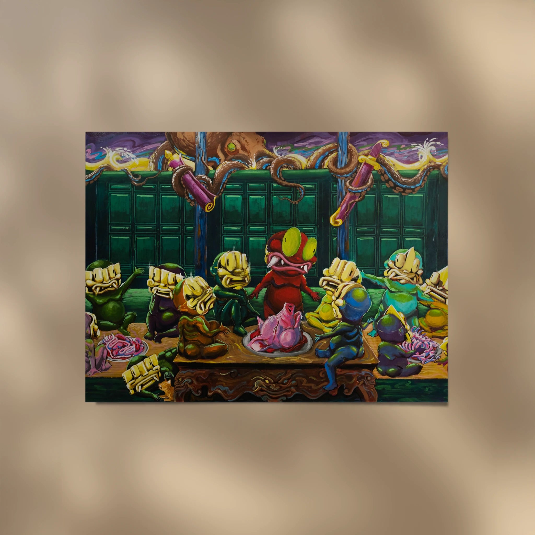 premium art poster and canvas prints, with originals available, from QART , of the artwork " Golden Mask "