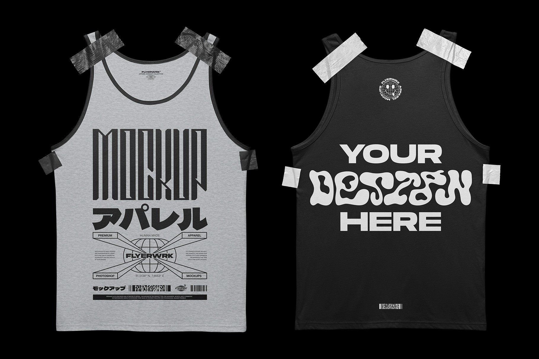 Bella+Canvas 3480 Tanktop Taped mockup showing front and back design preview