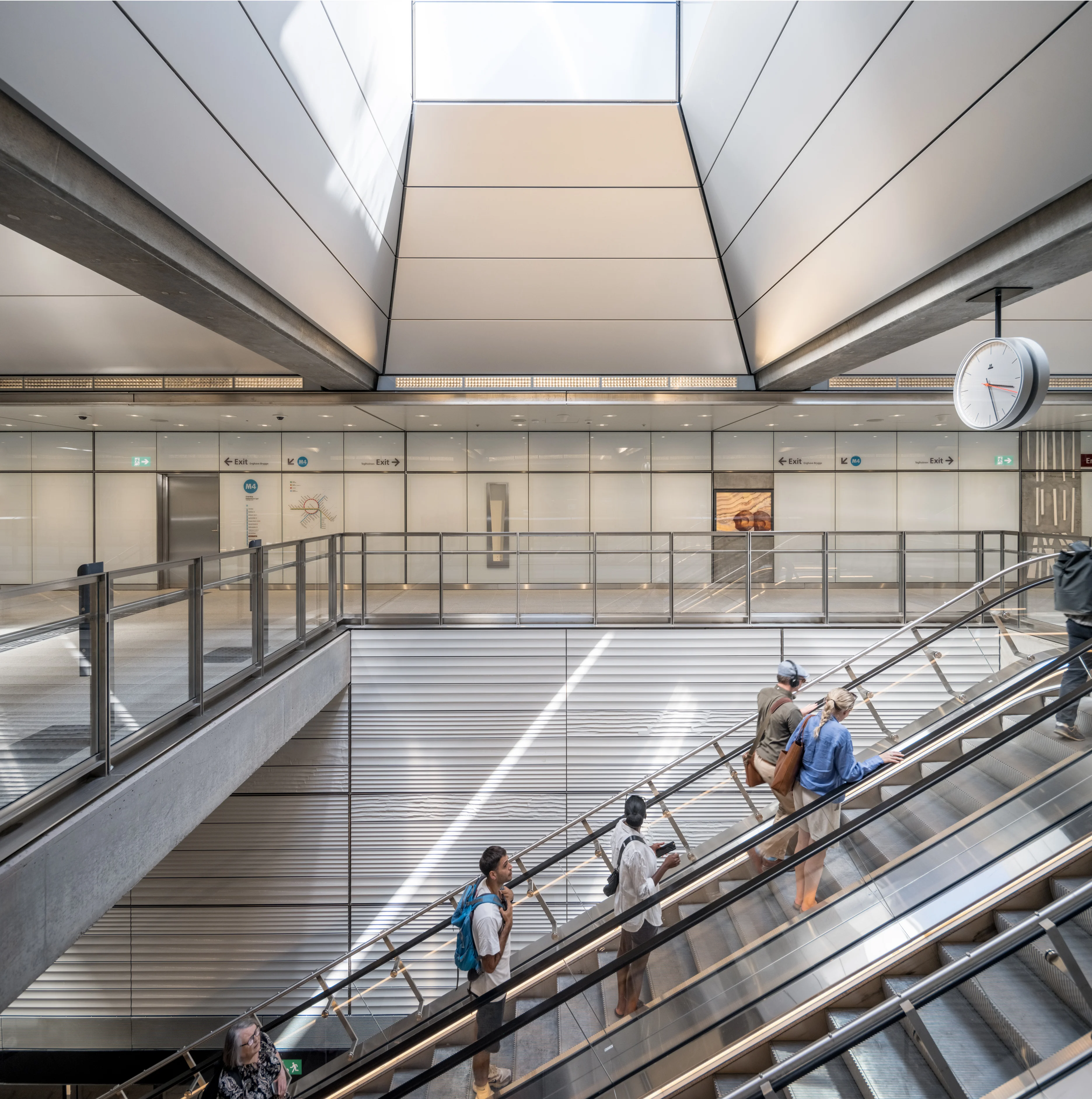Installation photograph of the public commission work installed at Enghave Brygge Metro, Copenhagen. Photo Rasmus Hjortshøj