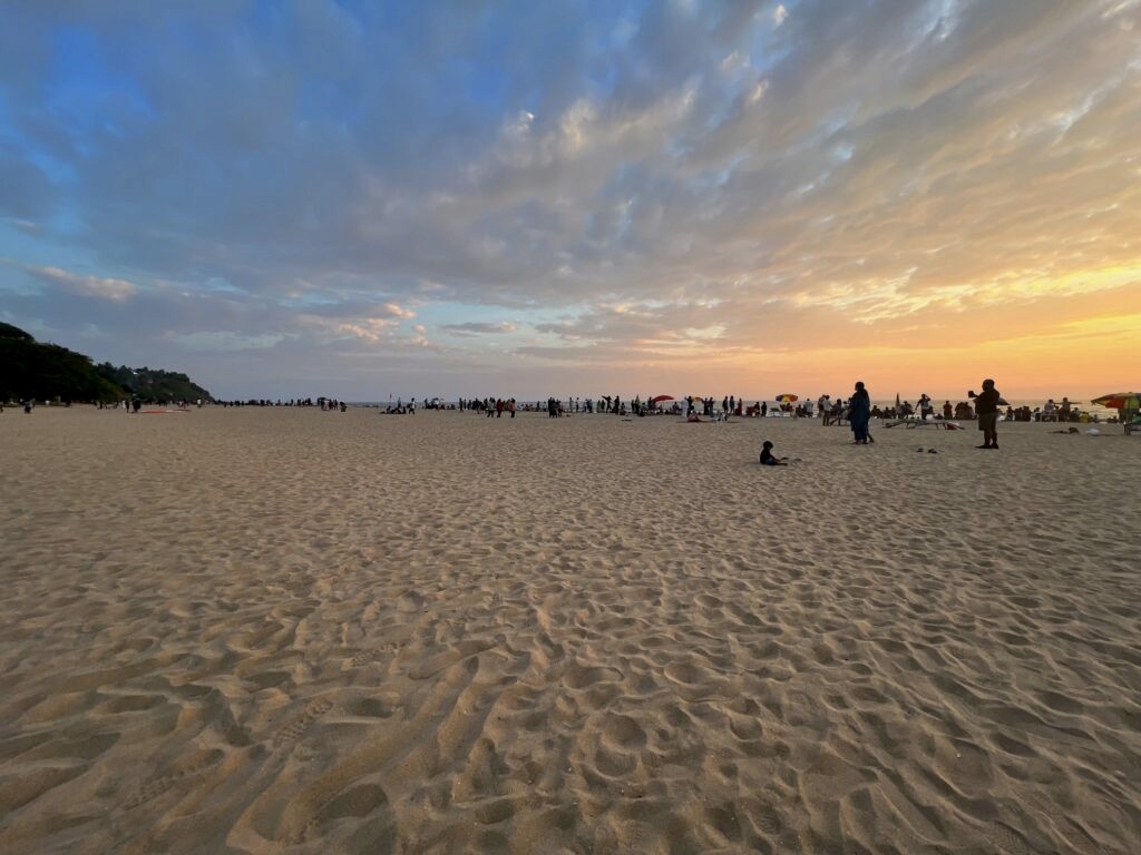 Glowing skies of the sunset and the sands of the Varkala beach.