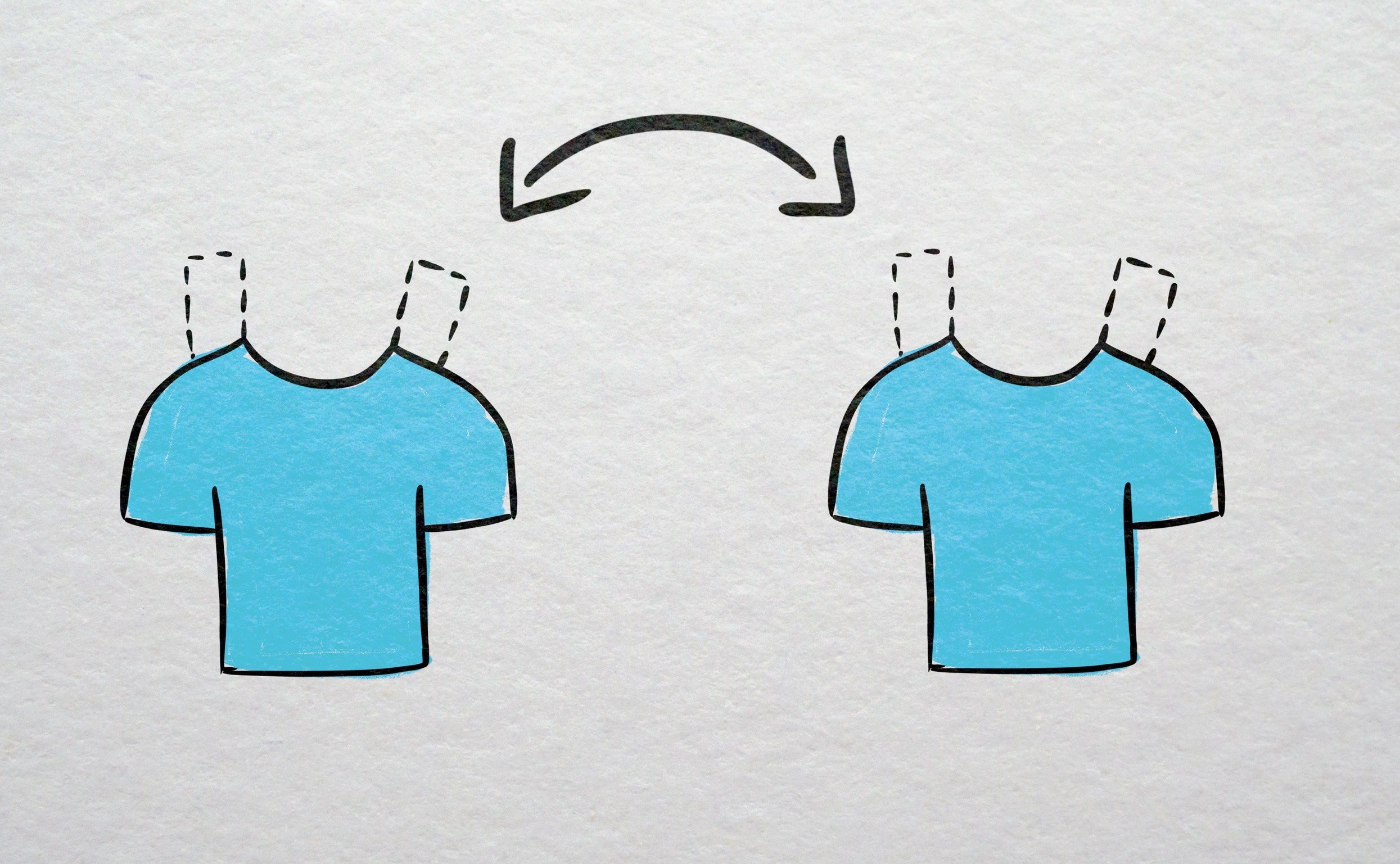 Two identical t-shirts side-by-side