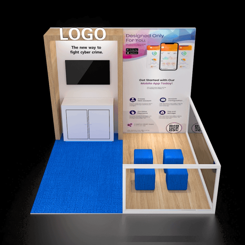 10x10 booth rental with meeting area