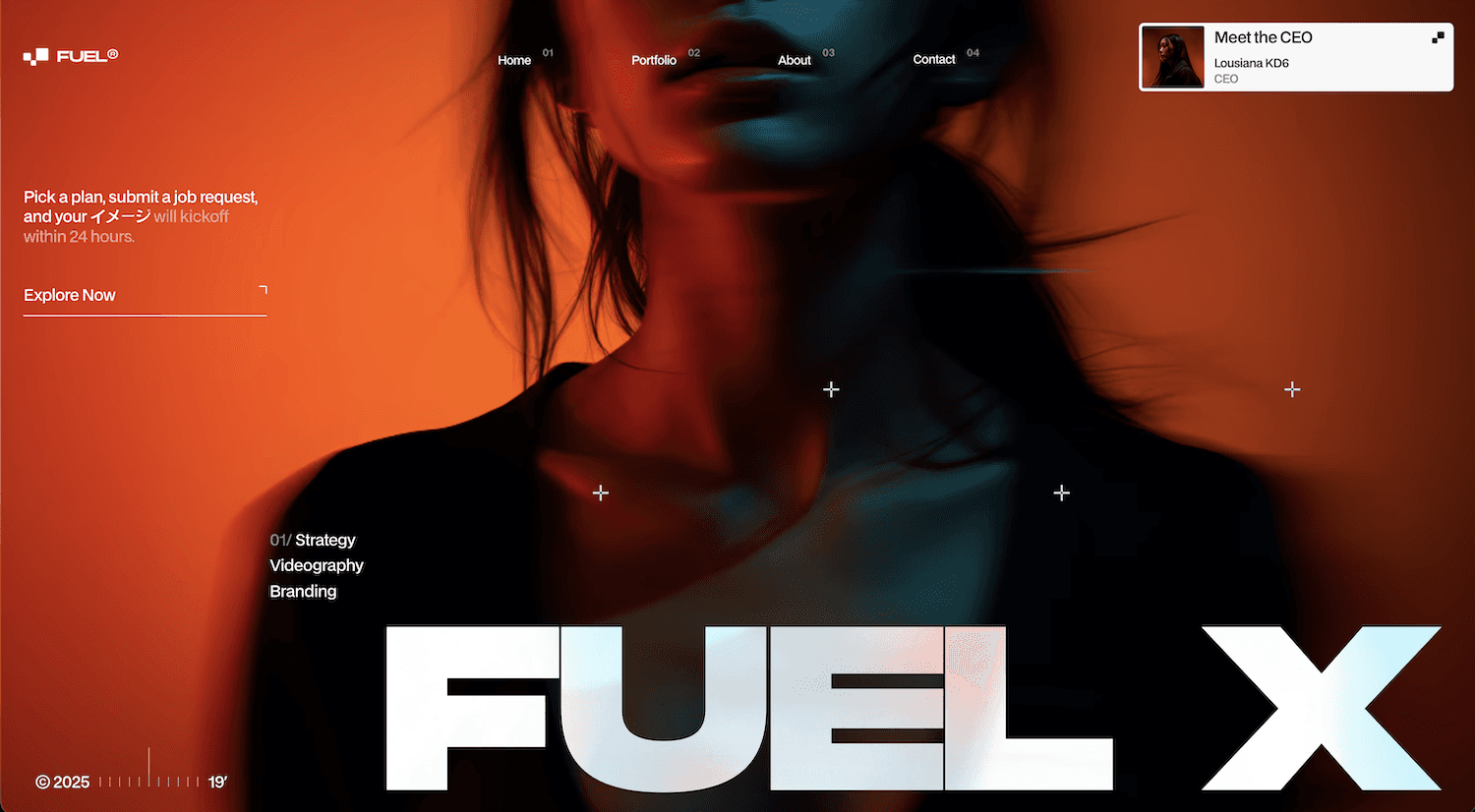 Fuel free Framer agency template hero section with clean portfolio layout and smooth interactions