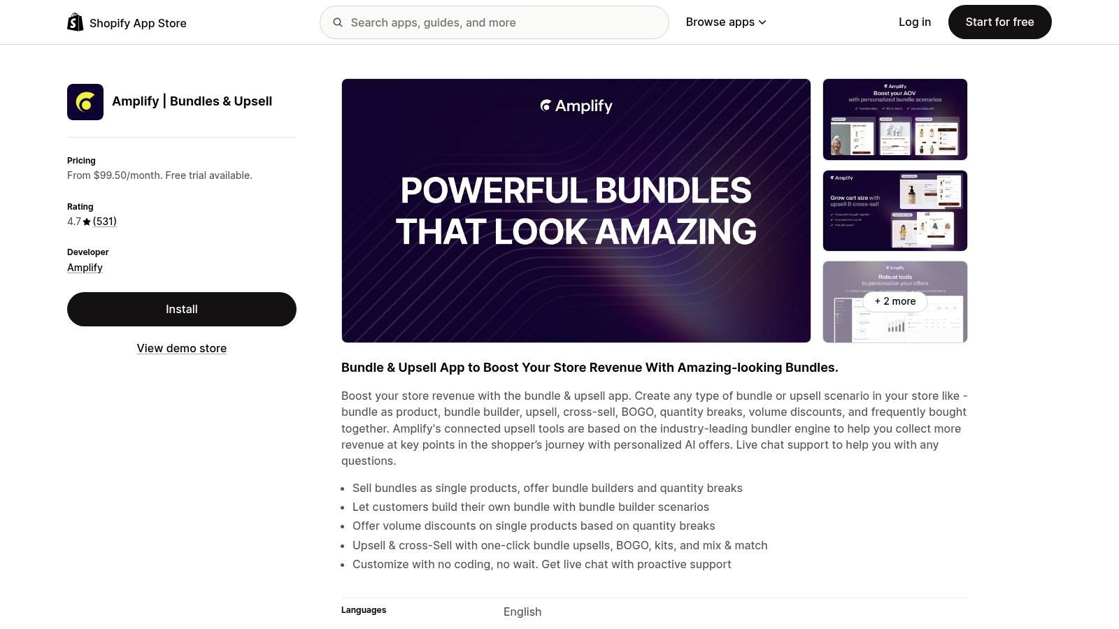 Amplify | Bundles & Upsell by PickyStory (Shopify App Store)