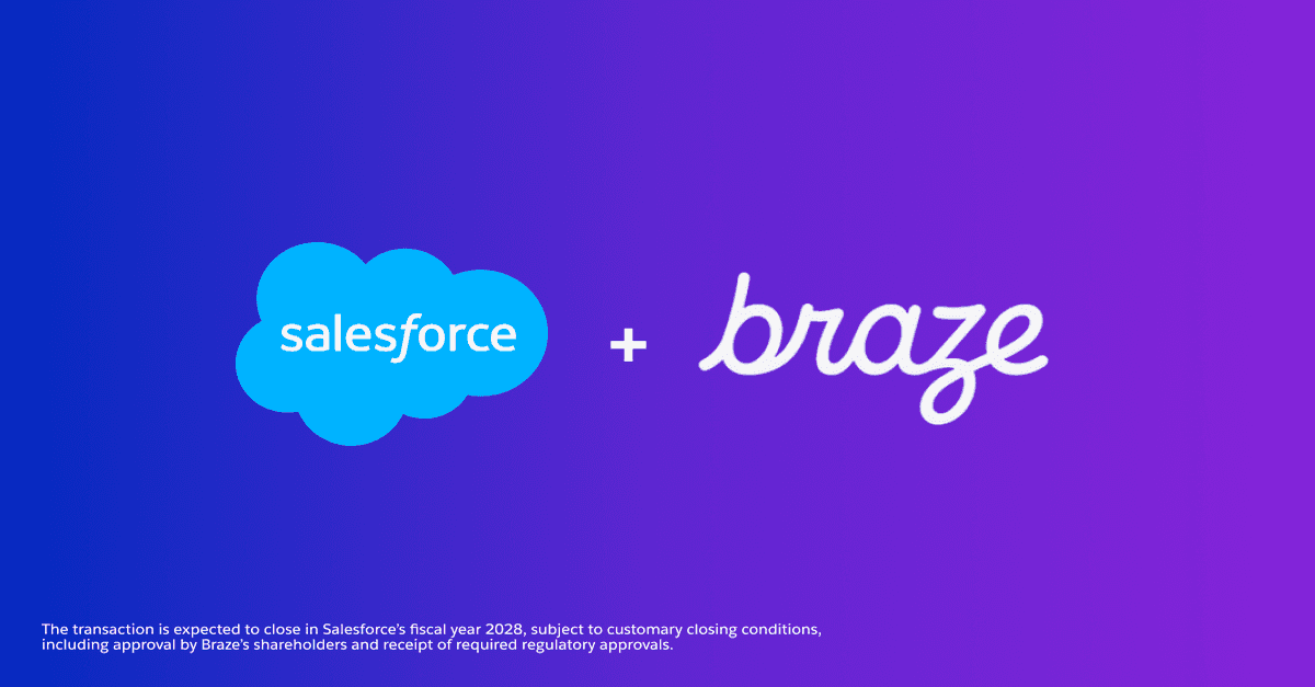 Salesforce and Braze logos on a blue-to-purple gradient