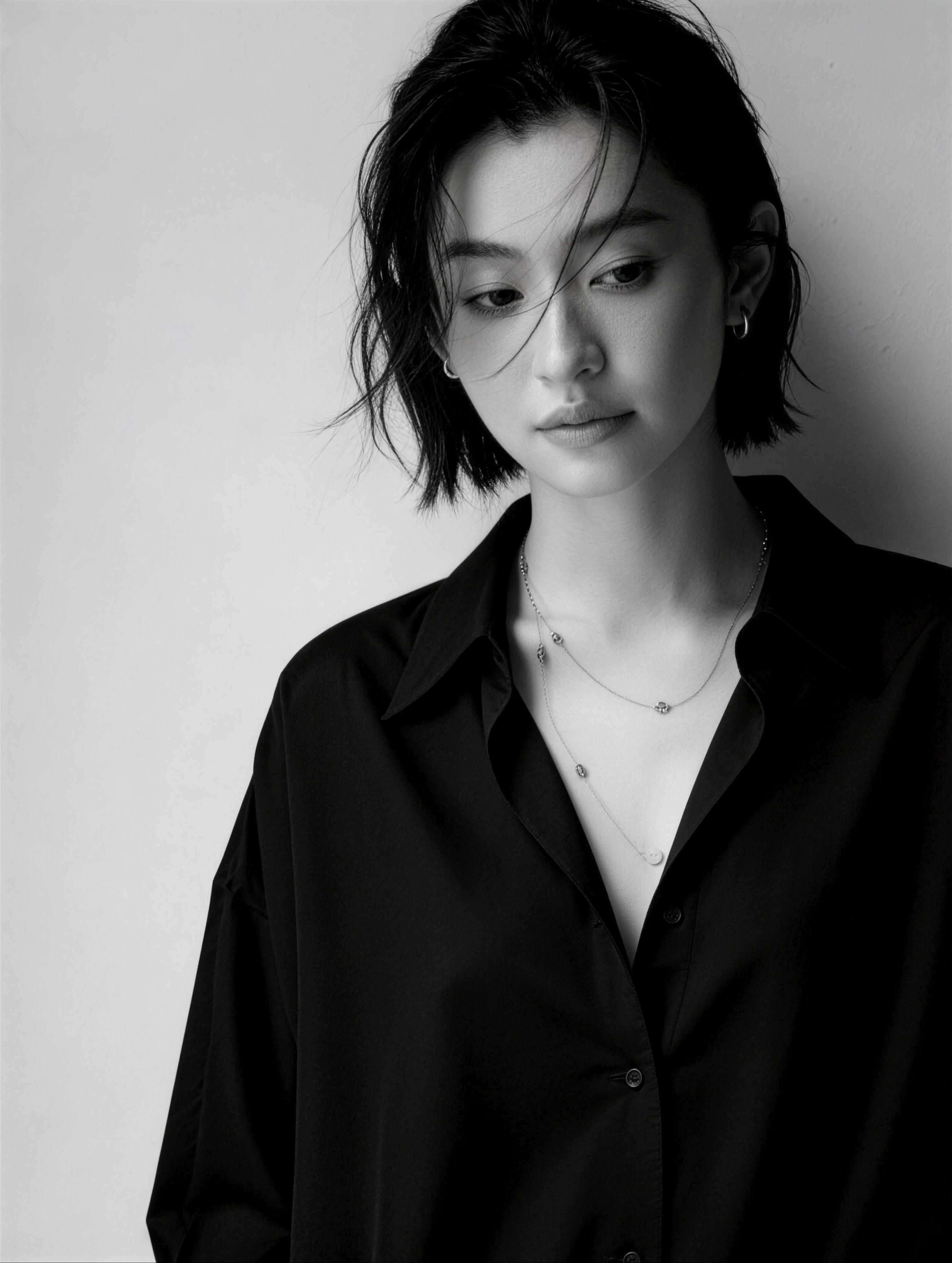 Black and white studio portrait photography of woman by Lefty Studio