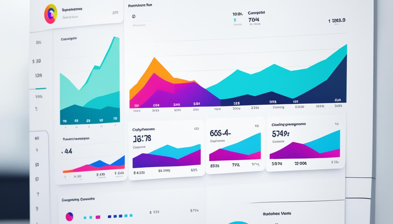 "Vibrant bars and graphs display valuable metrics on Instagram Insights dashboard, revealing engagement, reach and growth."