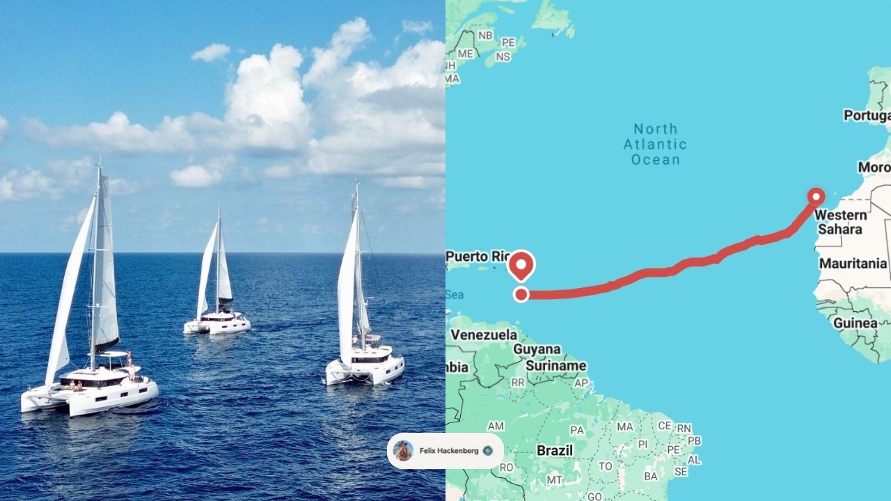 Three catamarans crossing the Atlantic Ocean from Tenerife to Martinique