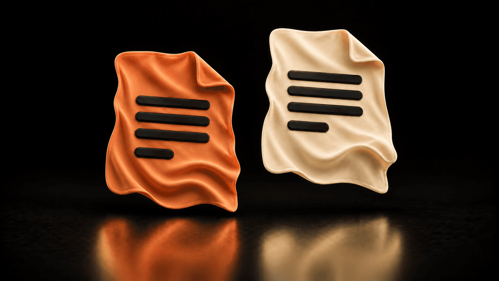 Two separate cloth document sheets represent an earlier decision and its replacement.