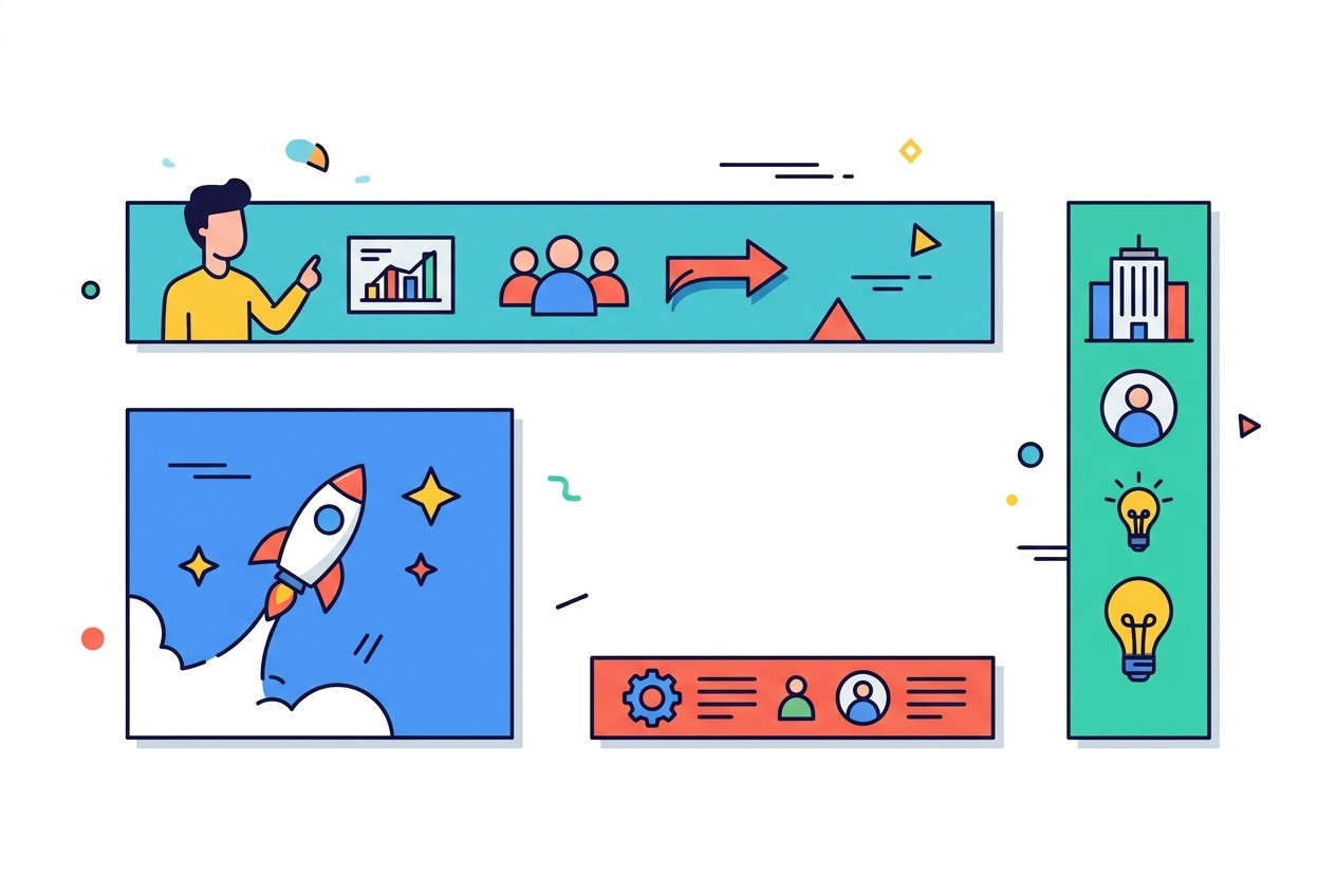 主要バナーサイズの相対的な大きさ比較。728×90pxのリーダーボードが最も面積が大きく、記事上部での視認性が高い。300×250pxは汎用性が最も高く、サイドバーからインフィード配信まで対応可能。