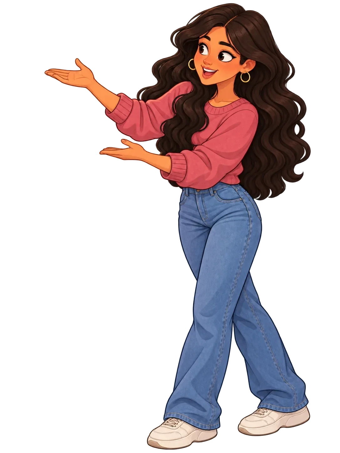 Illustration of Vibha presenting her collection