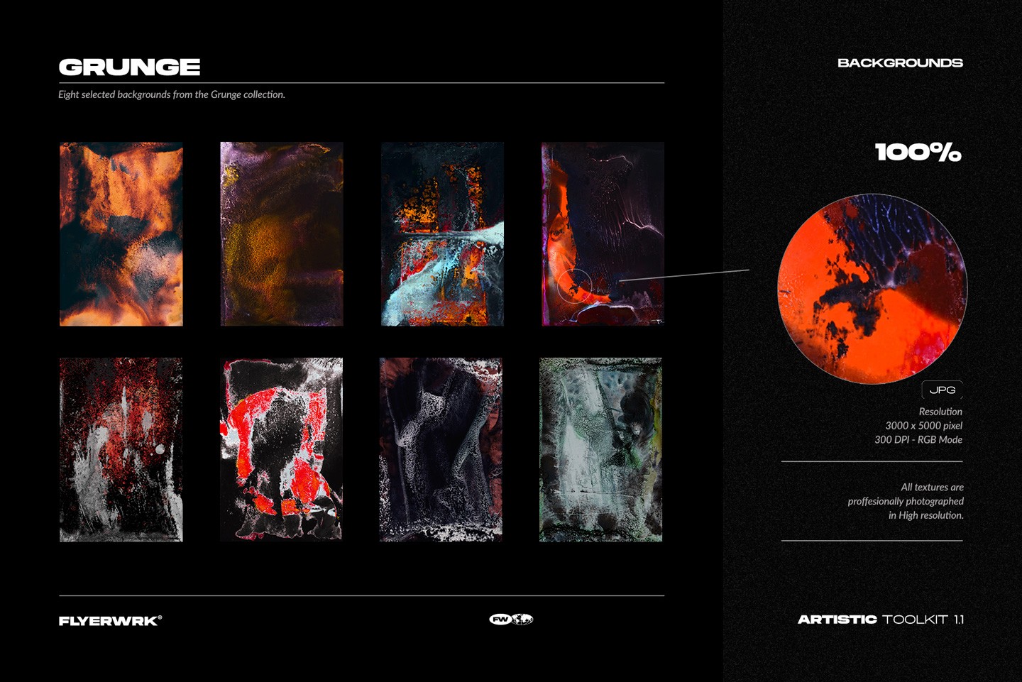 Artistic Toolkit 1 grunge abstract textures featuring dark artistic paint splatters and high resolution gritty surfaces