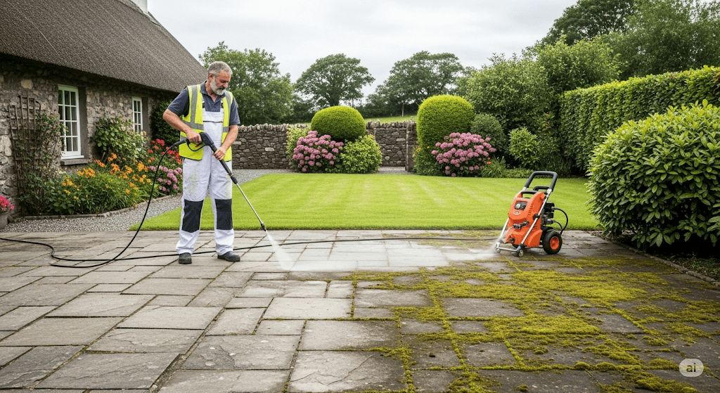 Power Washing a Driveway