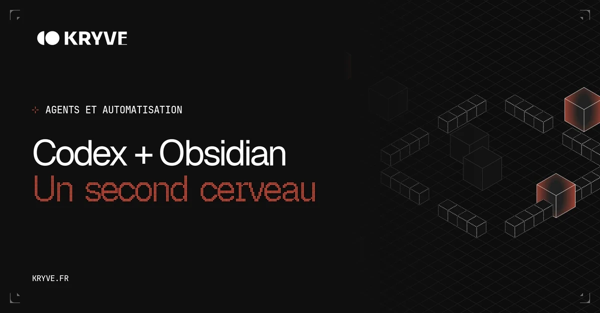 Codex + Obsidian, un second cerveau : couverture Kryve graphite et corail, catégorie Agents et automatisation